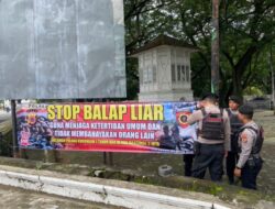 Sat Samapta Polresta Pasang Spanduk Imbauan Stop Balap Liar